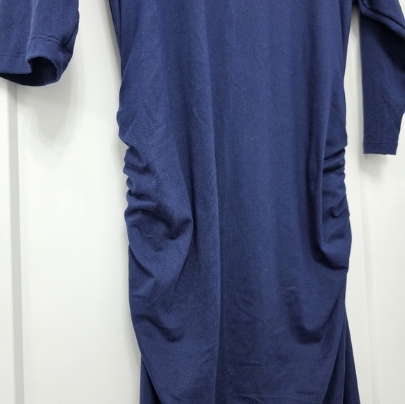 Mother Bee Maternity | Navy Ruched Scoop Neck Maternity Maxi Dress Size Small - Picture 6 of 8